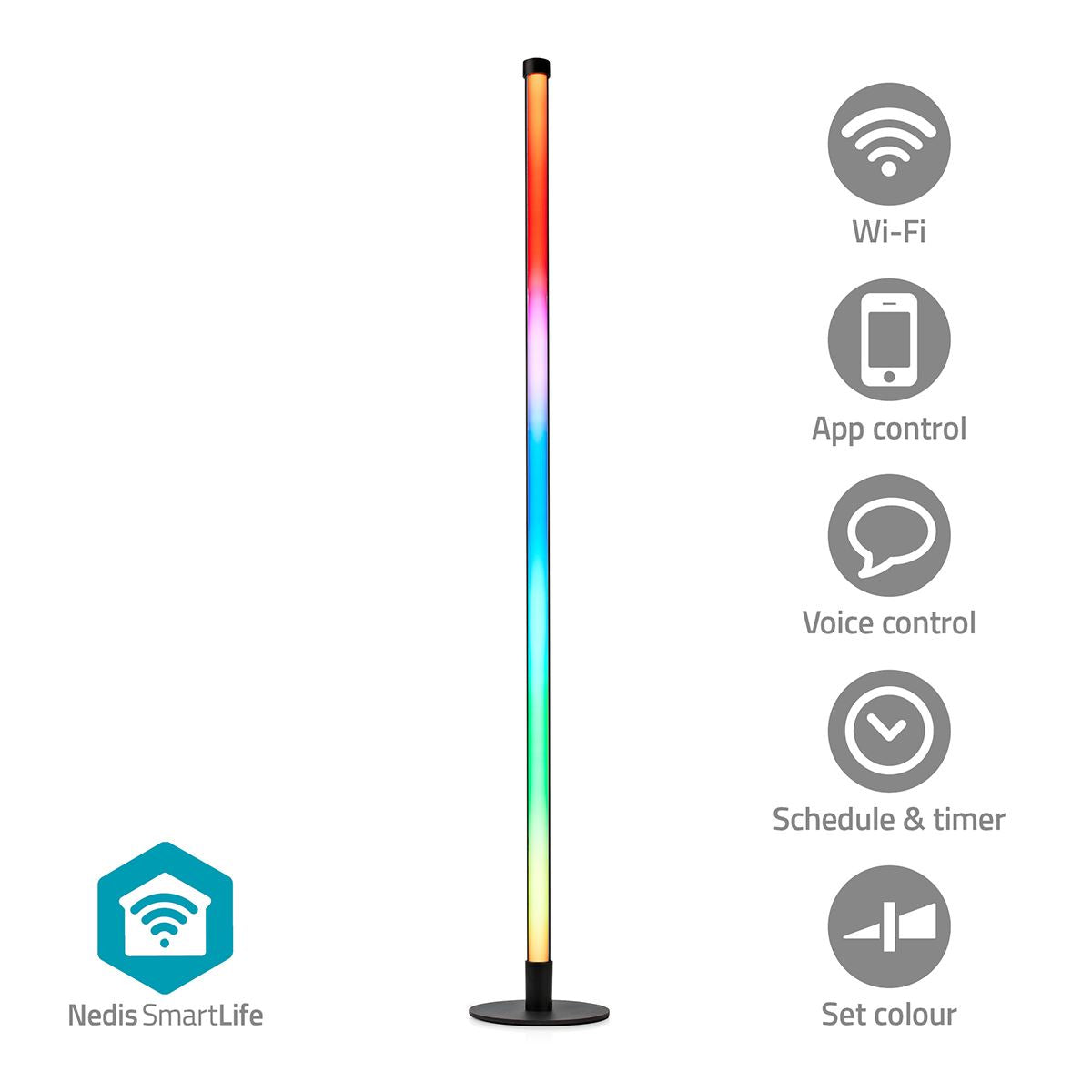 Nedis SmartLife Mood Light | Wi-Fi | Tube | 180 lm | RGBIC / Warm to Cool White | 2700 - 6500 K | 10 W | Metal / Silicone | 1 pcs