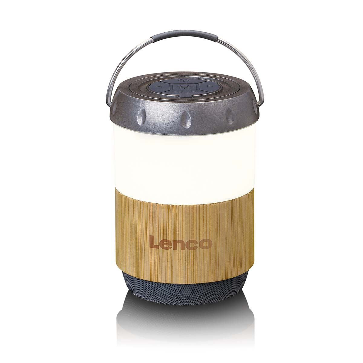Lenco IPX4 Patio Table Lantern with Built-in Bluetooth® Speaker | Bamboo