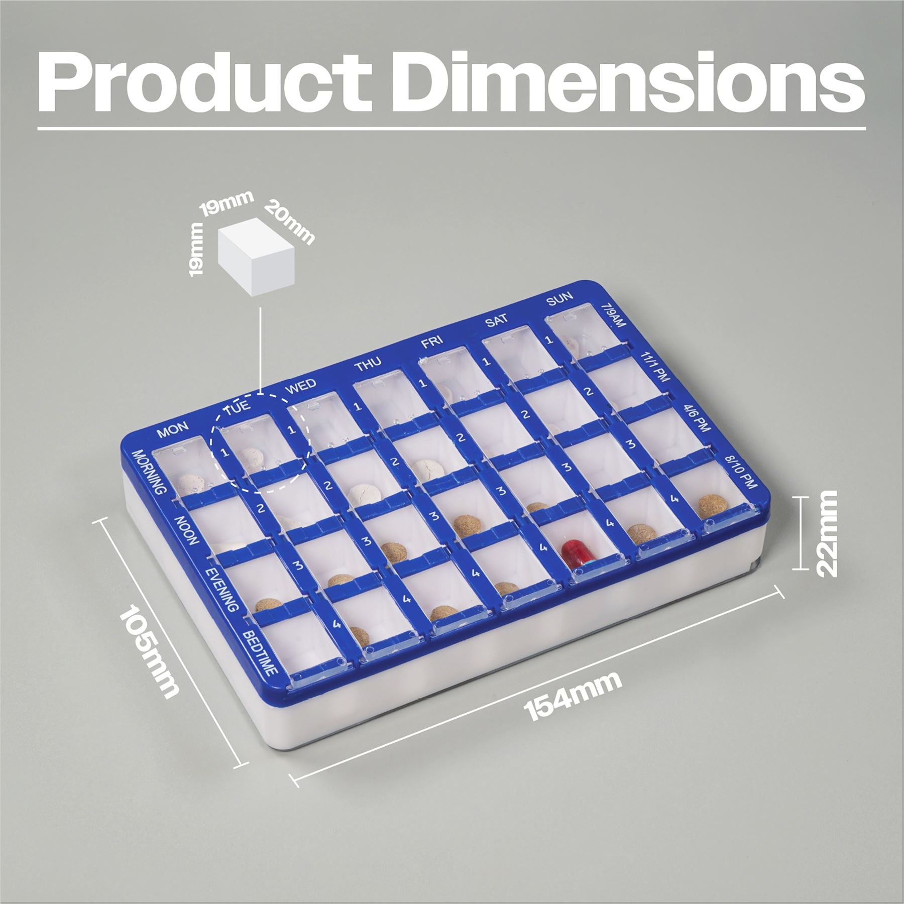 7 Day Weekly 4 Section 28 Compartment Pill Tablet Dispenser Box