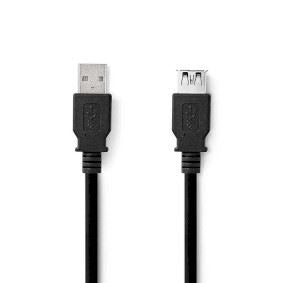 Nedis USB Cable | USB 3.2 Gen 1 | USB-A Male | USB-A Female | 5 Gbps | Nickel Plated | 2.00 m | Round | PVC | Black | Label