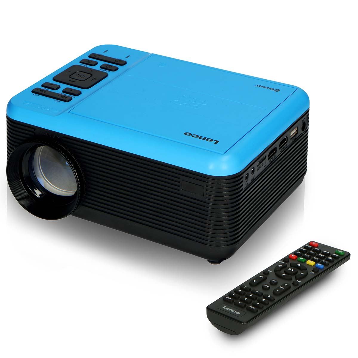 Lenco LCD Projector, DVD Player & Bluetooth® with high resolution, supports Full HD 1080P content Blue