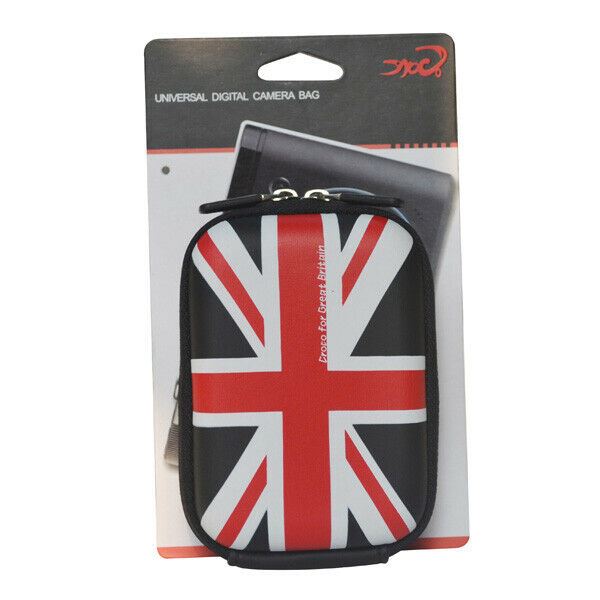 Croco Union Jack Flag Tough Case Shock/Water Proof for a Digital Cameras [Medium] - Black
