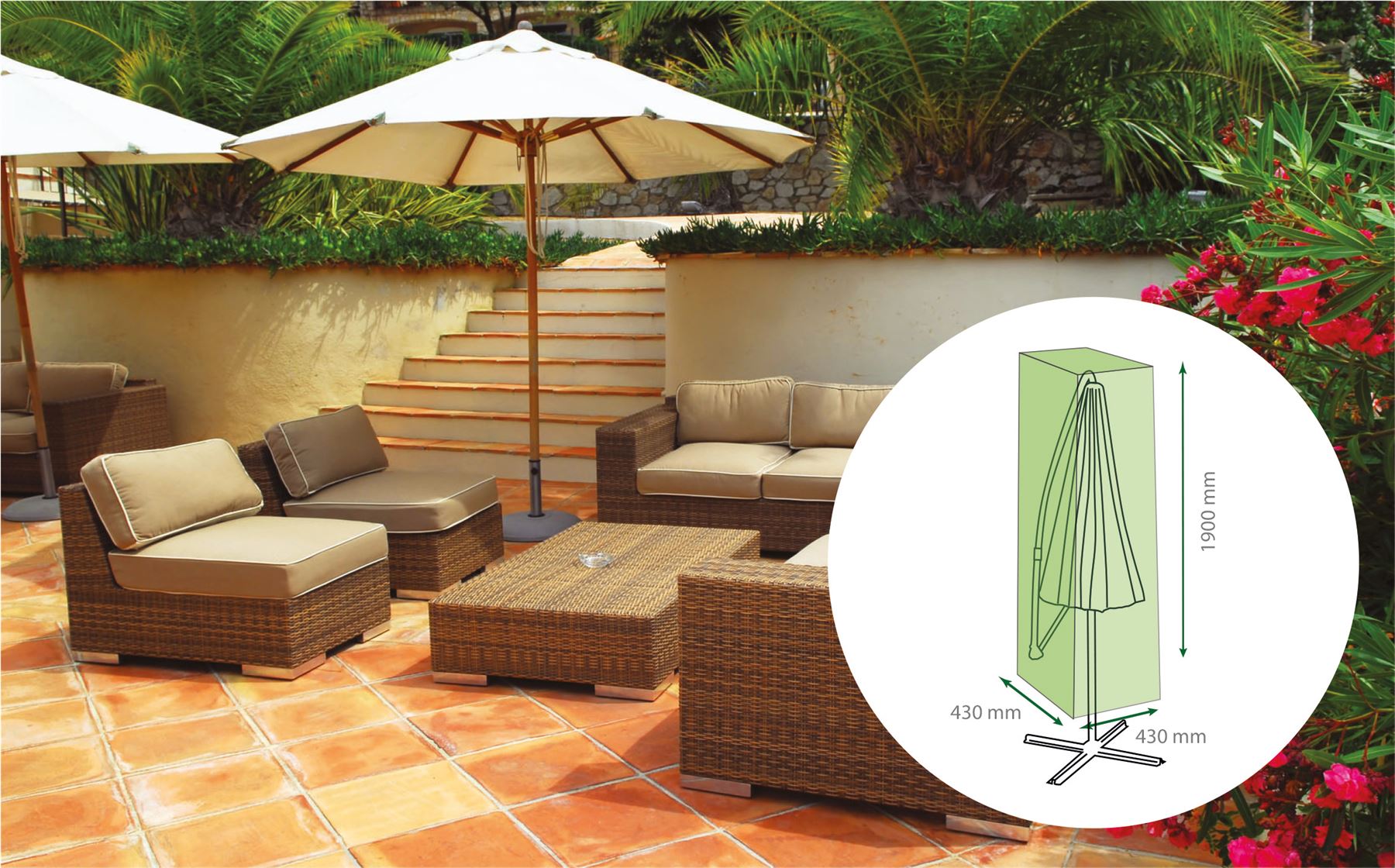 Water Resistant Jumbo Parasol Cover Garden Umbrella Protector