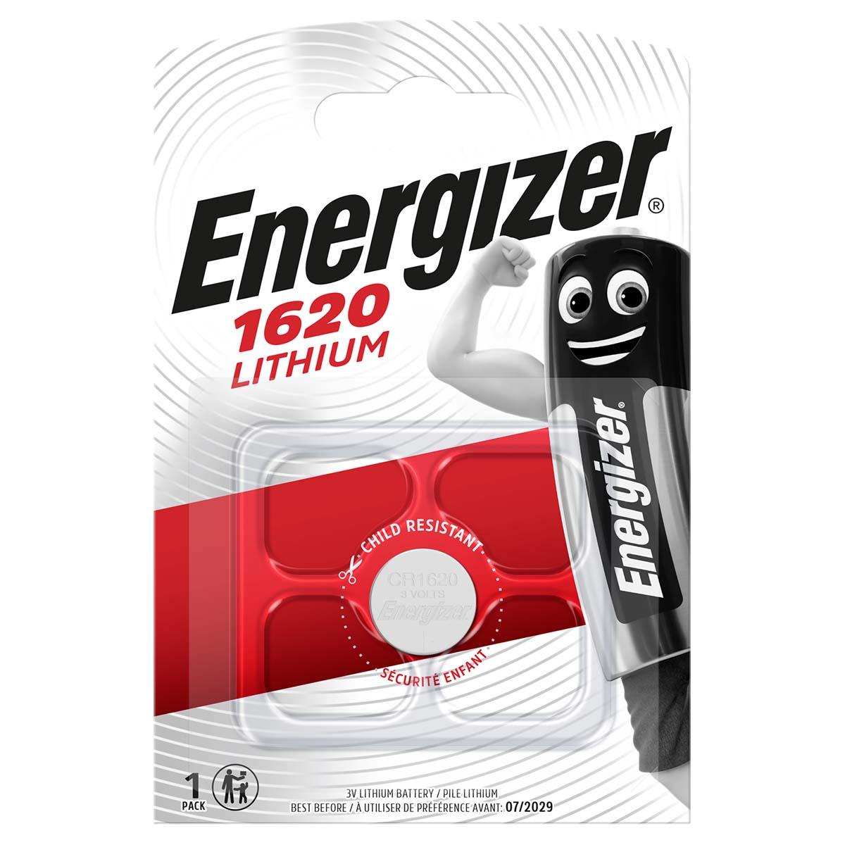 Energizer CR1620 Lithium Button Cell Battery | 3 V DC | 81 mAh | 1-Blister