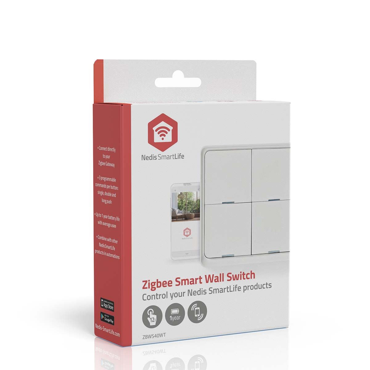 Nedis SmartLife Wall Switch | Wall Mount | Android™ / IOS | Plastic | White