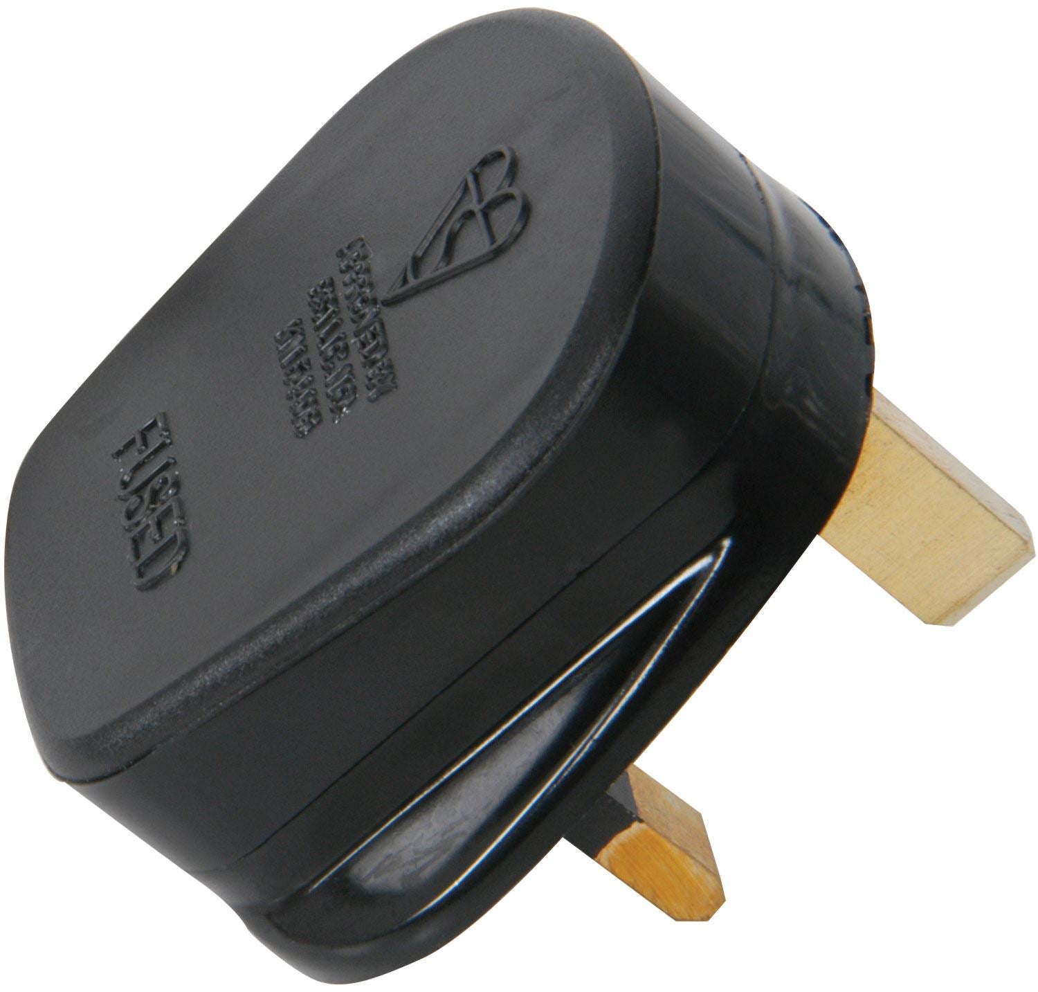 Mercury Fused UK Mains Plugs - plug, 13A fuse, Black