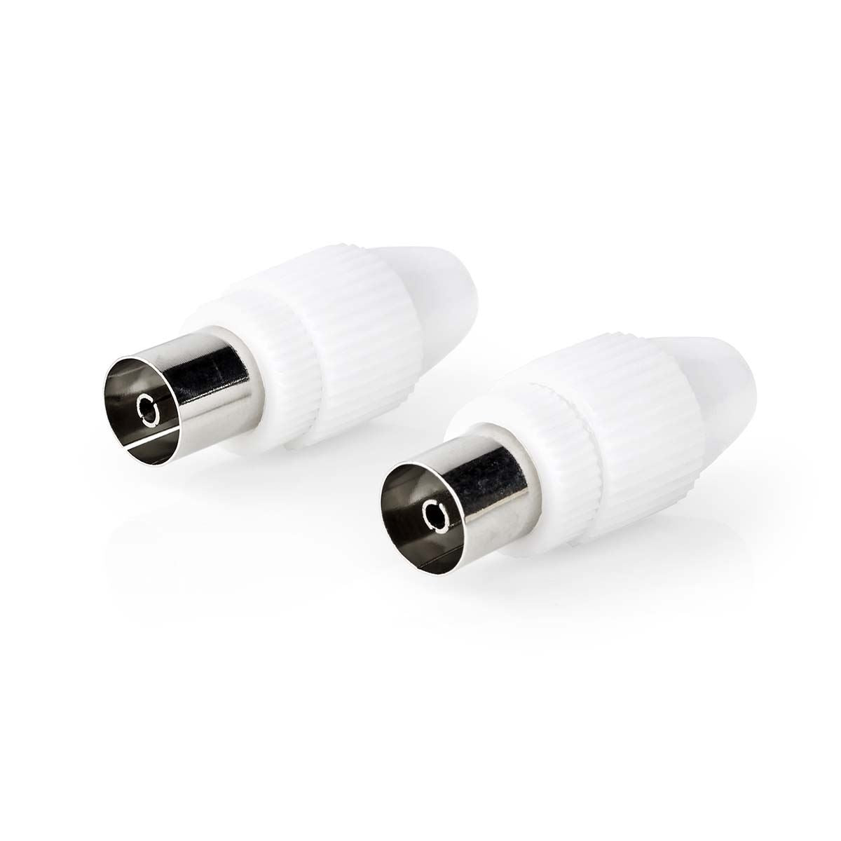 Nedis IEC (Coax) Connector | Straight | Female | Nickel Plated | 75 Ohm | Screw | Cable input diameter: 7.0 mm | Metal / PVC | White | 2 pcs | Envelope