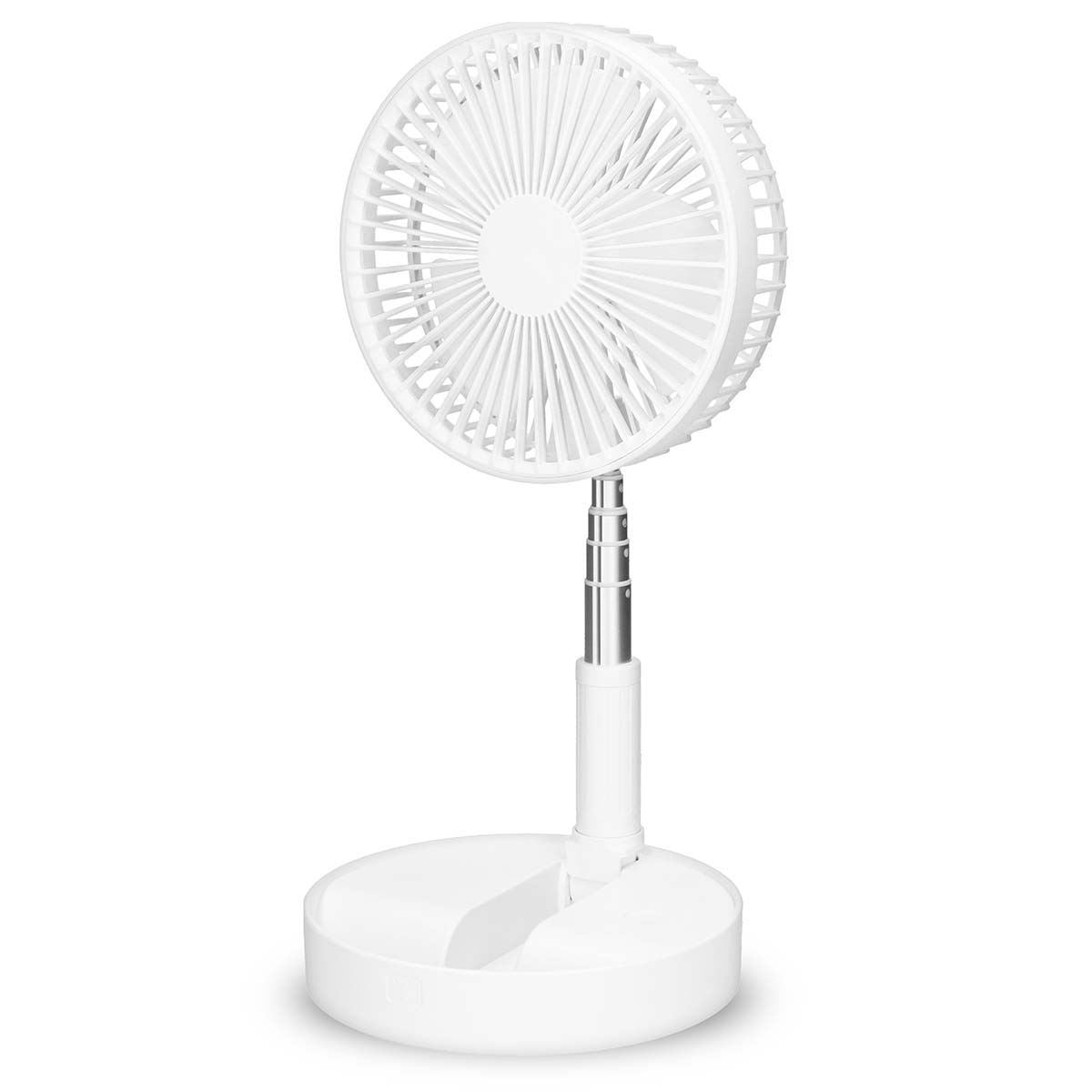 Trebs 8" 20cm Portable Standing Fan, 19 Hr Run-Time USB Rechargeable Battery Operated Floor Table Desk Fan, 4 Speed Settings Pedestal Fans for Bedroom Office Camping Fishing Travel - White
