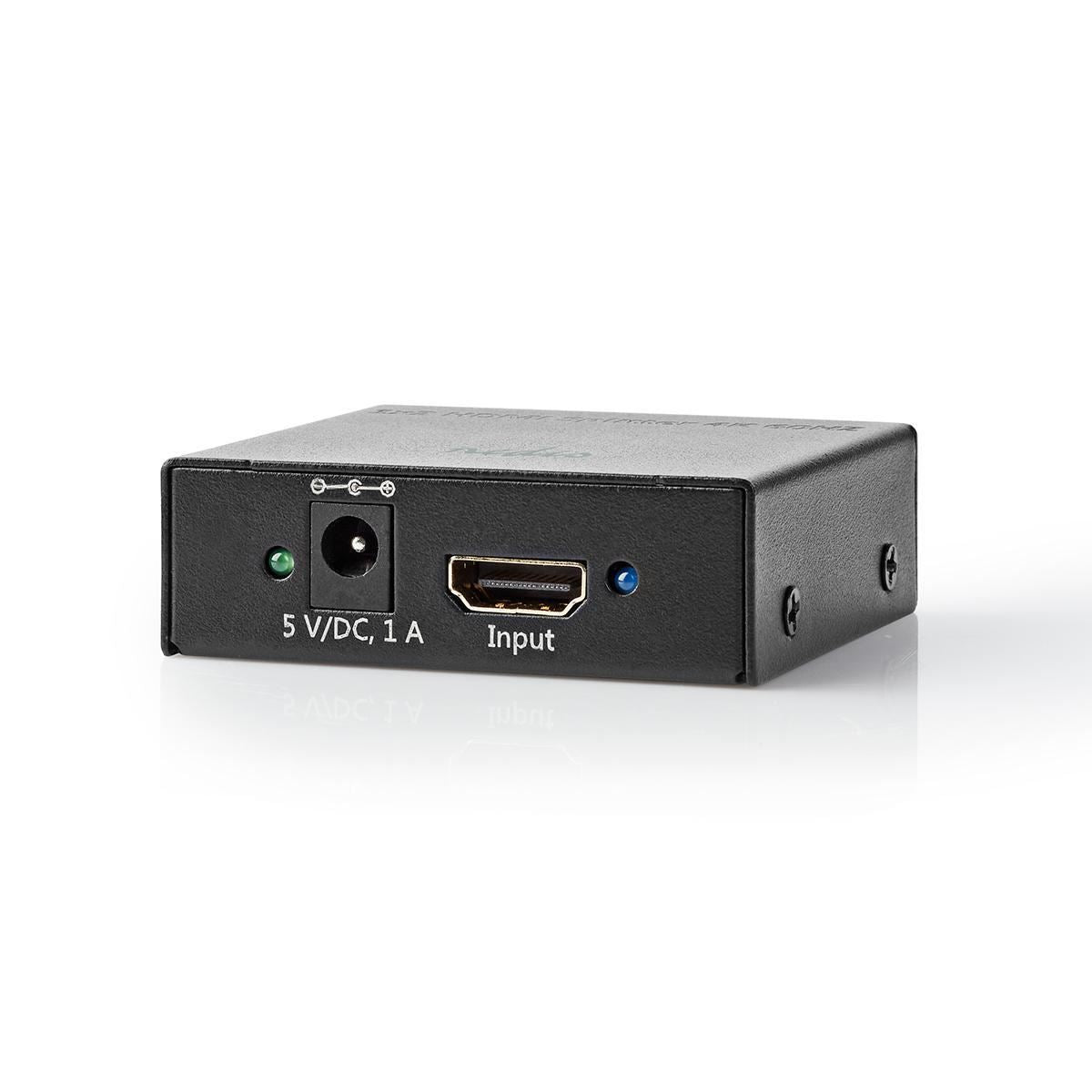 Nedis HDMI™ Splitter | 2 port(s) | HDMI™ Input | 2x HDMI™ Output | 4K@60Hz | 18 Gbps | Metal | Anthracite