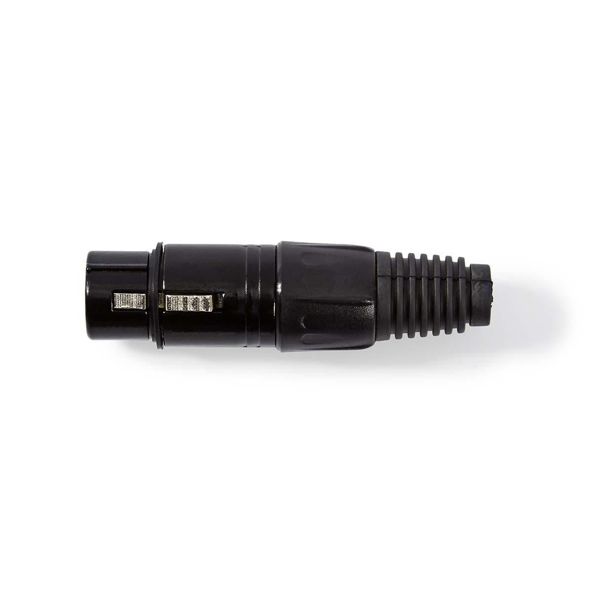 Nedis XLR 3 Pin Connector | Straight | Female | Nickel Plated | Soldering | Cable input diameter: 5.0 mm | Metal | Black | 1 pcs | Polybag