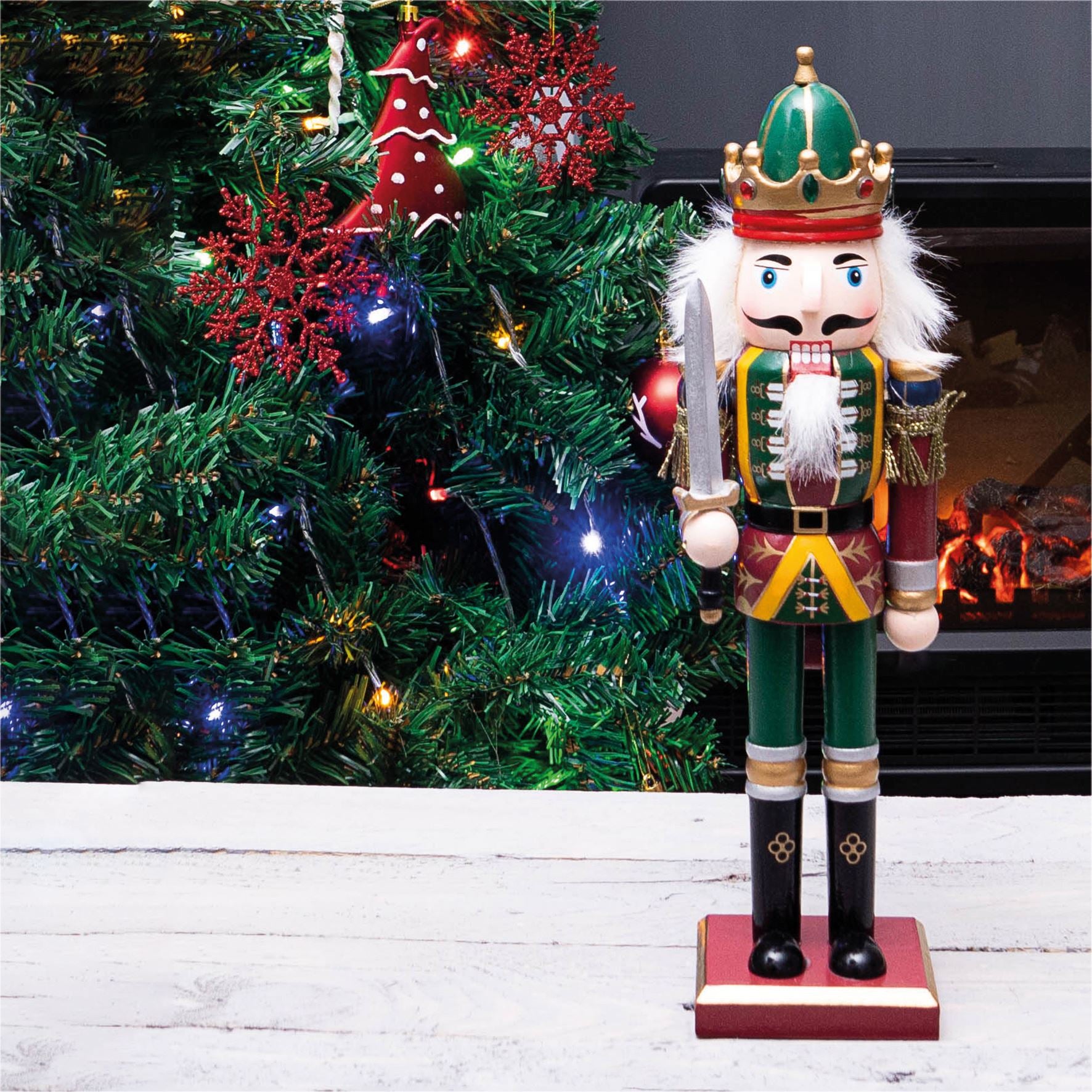 30cm Wooden Traditional Christmas Nutcracker Decoration with Sword