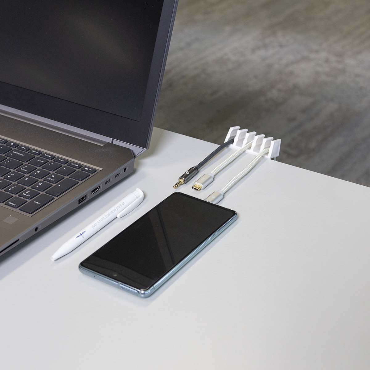 Nedis Cable Management | Cable Clip | Click and Go | 2 pcs | Number of slots: 5 Slots | Maximum cable thickness: 7.1 mm | Polypropylene | White