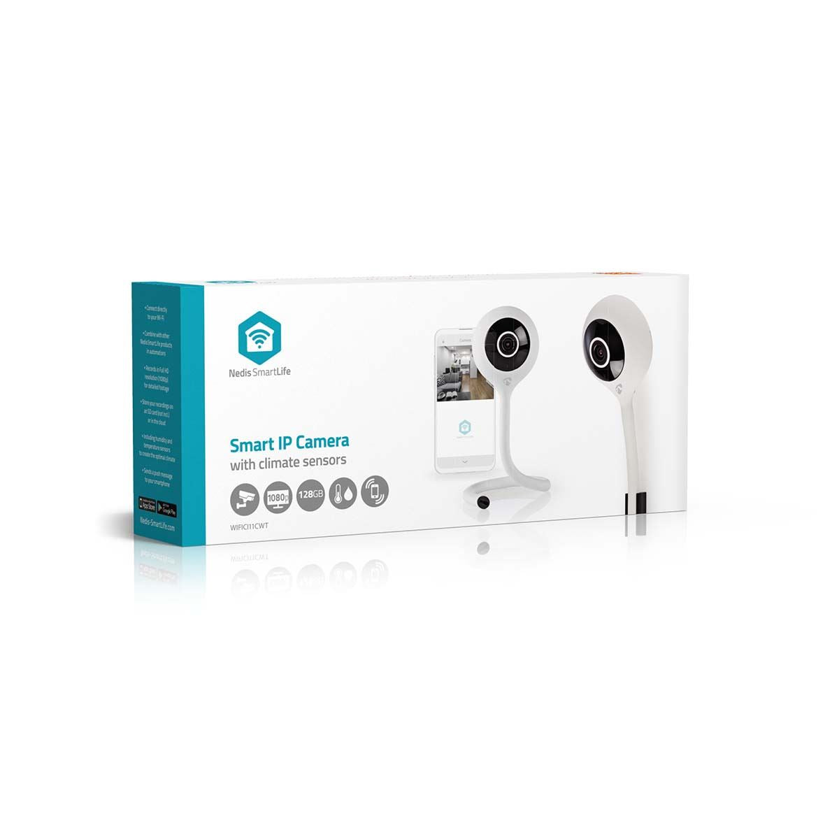 Nedis SmartLife Indoor Camera | Wi-Fi | Full HD 1080p | Cloud Storage (optional) / microSD (not included) | With motion sensor | Night vision | White