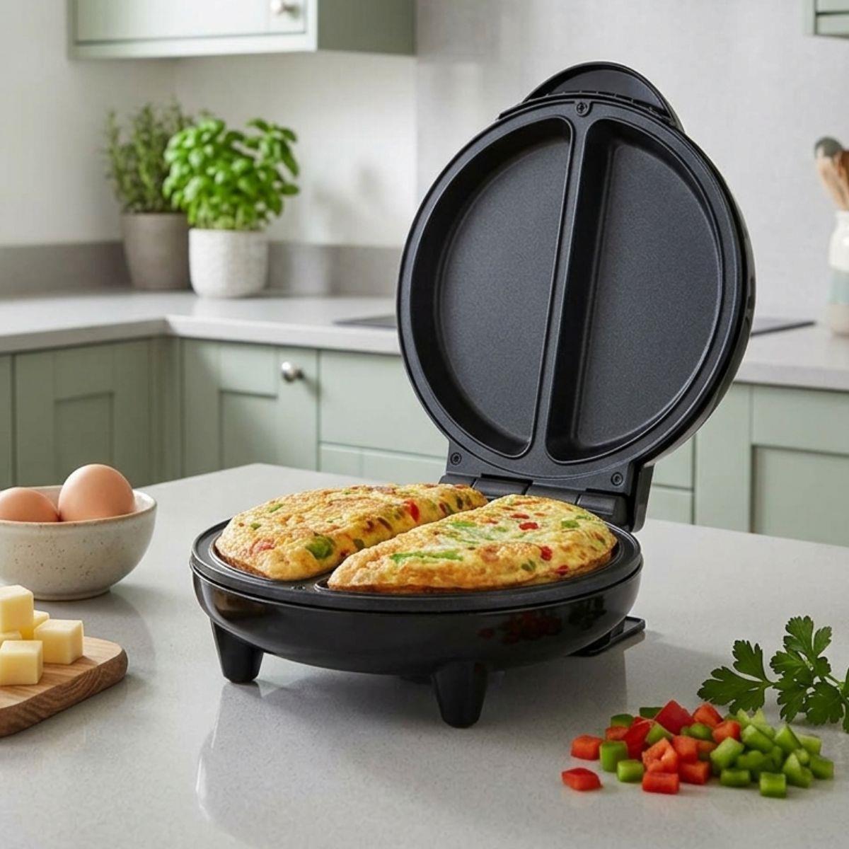 MELISSA Deep Fill Omelette Maker, Dual Non-Stick Plates, Electric 750W Omelette Cooker, Fast, Fluffy Homemade Omelettes – Compact & Easy Clean Breakfast Appliance