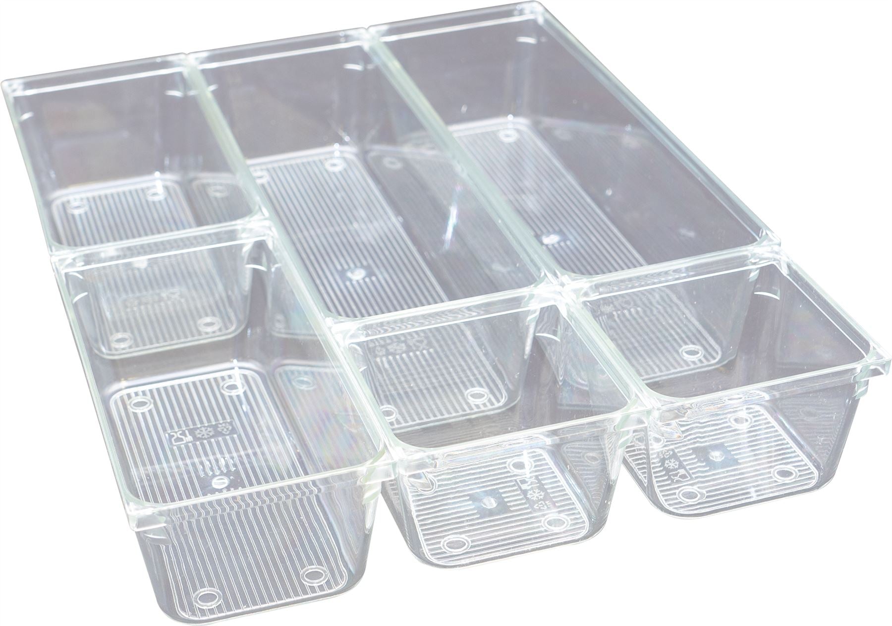 6 Pcs Draw Organiser Box Desk Drawer Fridge Trays Makeup Storage Plastic Divider