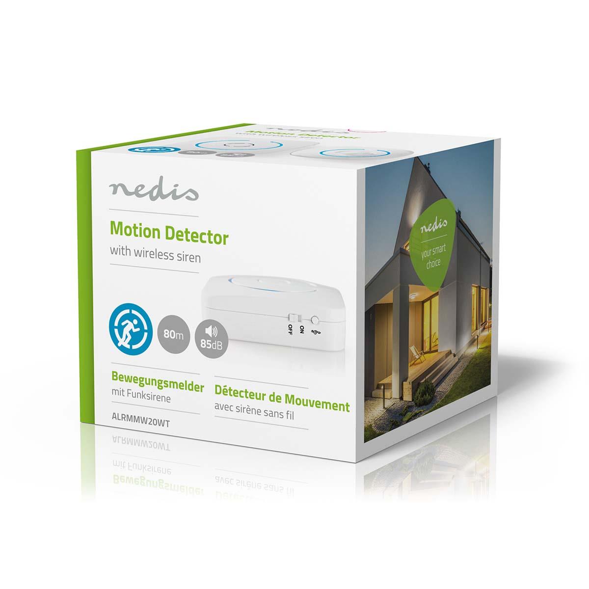 Nedis Home Security Motion Detector Chime | 8 Ringtones | Signals with Light and Sound