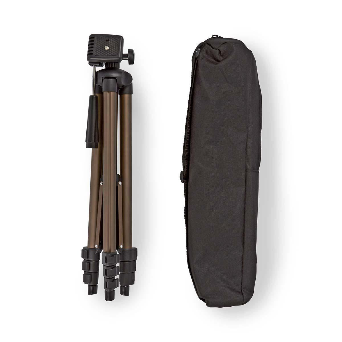 Nedis Tripod | Maximum load capacity: 2.0 kg | Minimum working height: 40.5 cm | Maximum working height: 128.0 cm | 4 Segments | Pan | Travel bag included | ABS / Aluminium | Black / Bronze