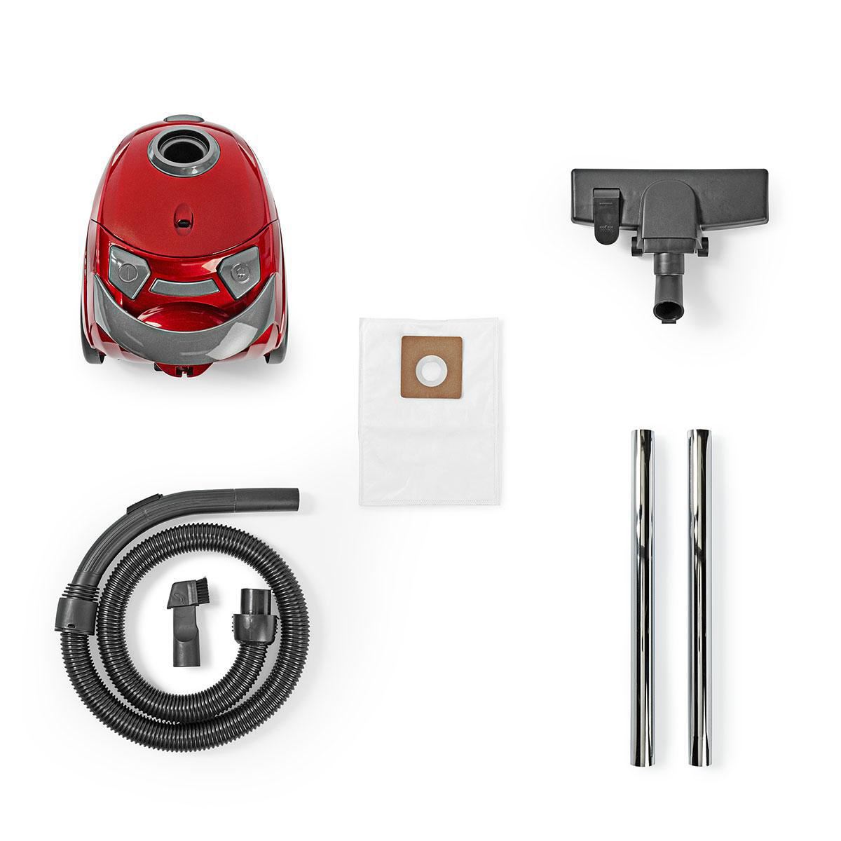 Nedis Vacuum Cleaner | With Bag | 700 W | Dust capacity: 1.5 l | Combi Brush | Action radius: 7 m | Hepa | Anthracite / Red