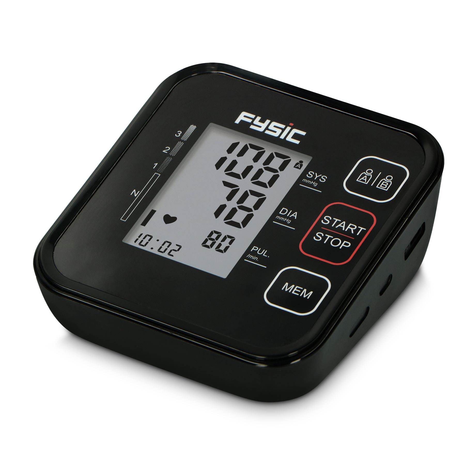 Fysic Upper Arm Blood Pressure Monitor, Clinically Tested, Extra-Large LCD Display, Arrhythmia Detection, WHO Indicator, 2x60 Memory, Cuff 22-42cm - Black