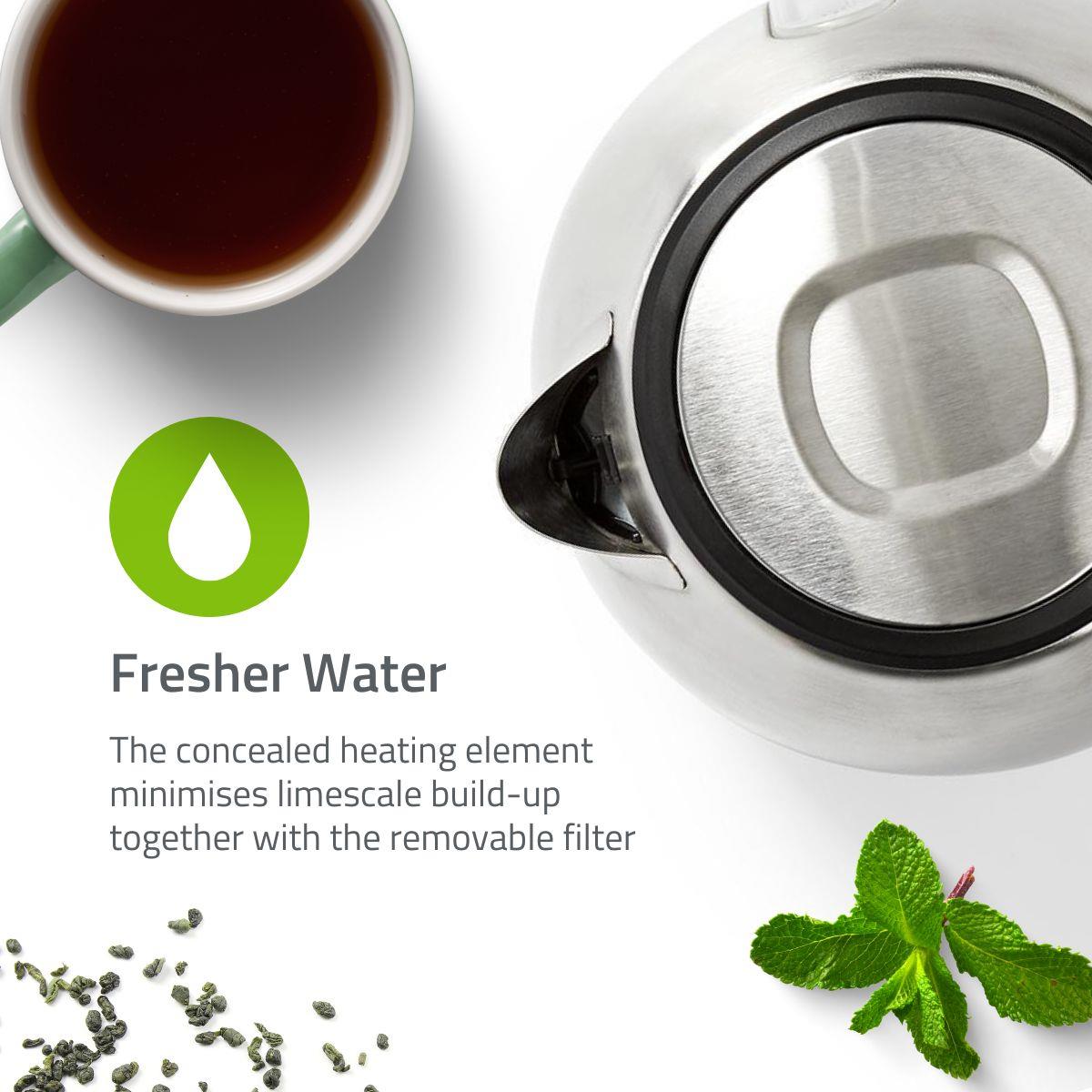 Nedis Electric Kettle, 1.0L Capacity with Quick Boil Time, Boil-Dry Protection and Removable Filter for Fresher Water, 2150W - Silver