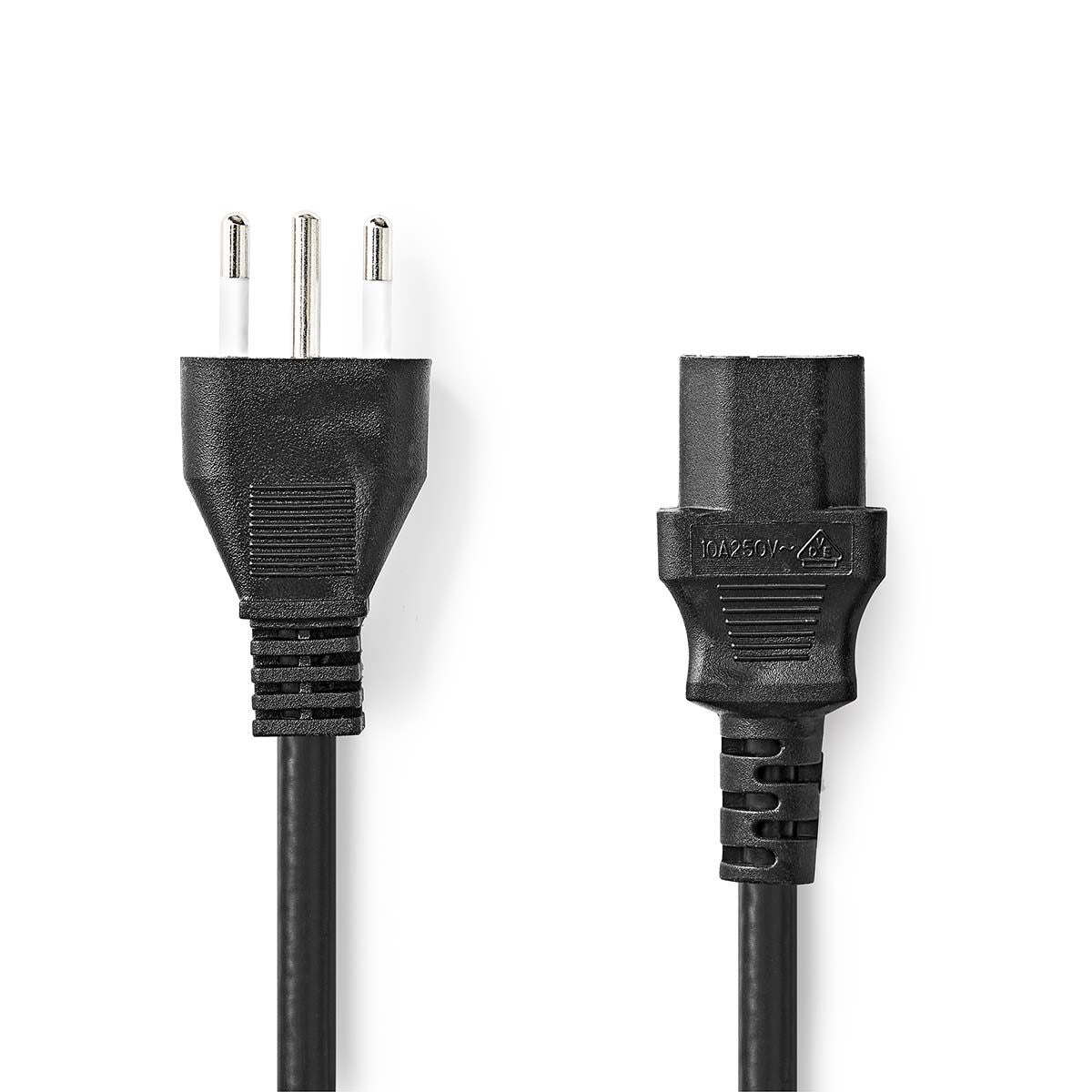 Nedis Power Cable | Italy Male | IEC-320-C13 | Straight | Straight | Nickel Plated | 2.00 m | Round | PVC | Black | Label