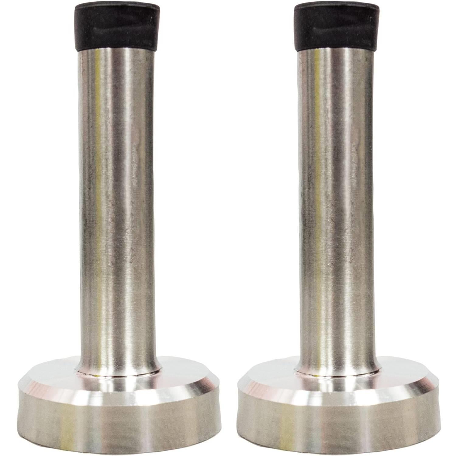 2 Pack 105mm Door Stops Wall Mounted Quality Satin Stainless Steel with Rubber Stops