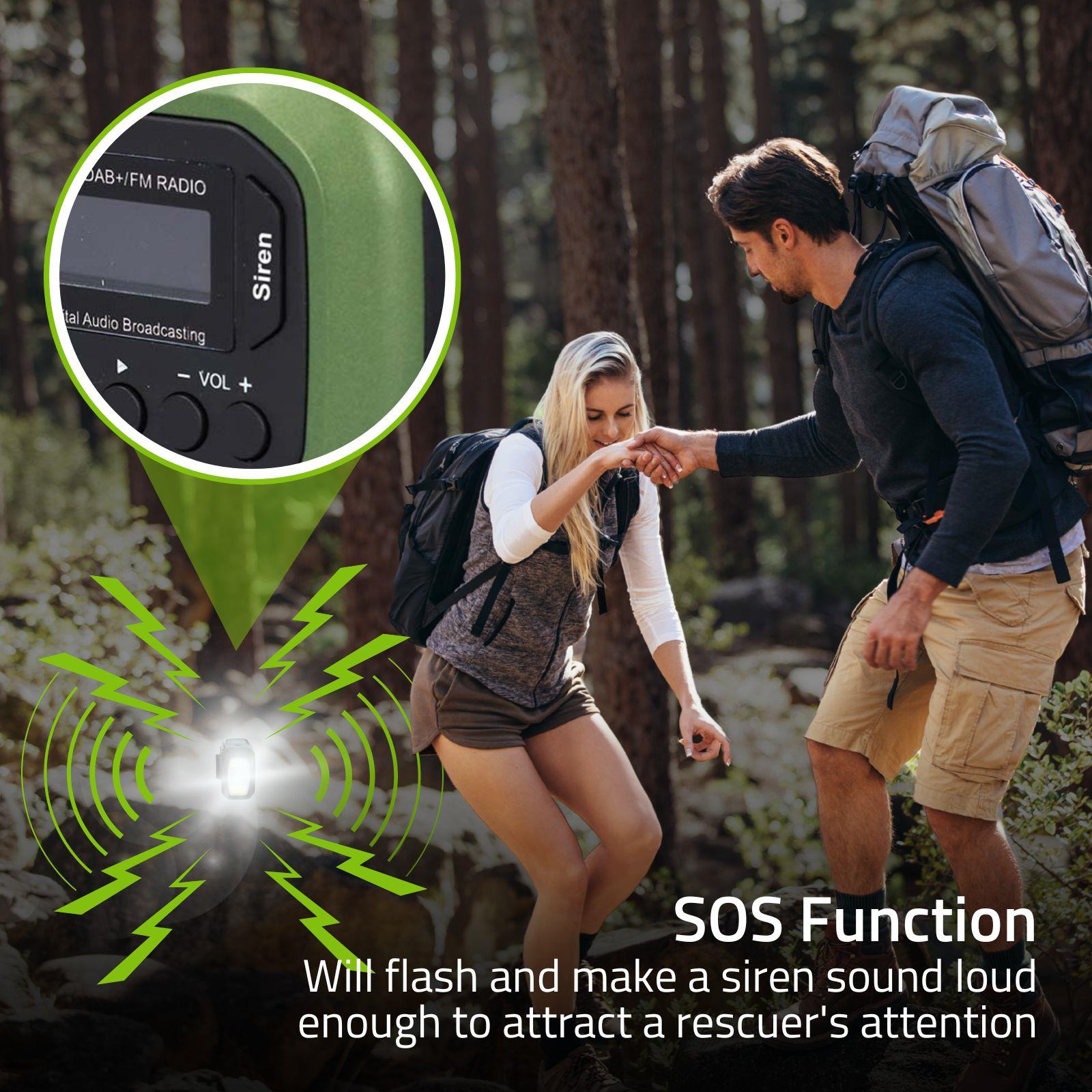 Nedis Portable Emergency DAB+/FM Wind Up Radio with Solar Panel & Hand Crank, with 2500mAh Rechargeable USB Power Bank, LED Torch & SOS Alarm, for Camping, Hiking & Outdoor