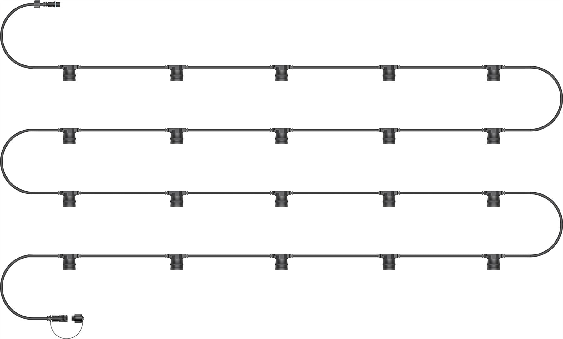 10m 20 Light Easy-Connect Festoon Interconnectable Lighting Black Rubber Cable