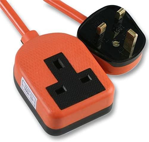 1 Gang 15m High Impact ABS Mains Extension Lead Socket 13A - Orange