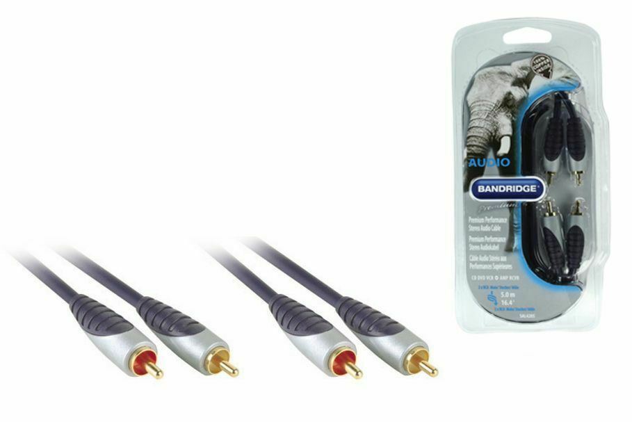 Bandridge 5m Amplifier 2x RCA Male -  2 x RCA Male OFC Phono Cable