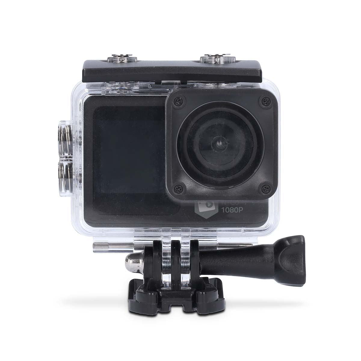 Nedis Dual Screen Wi-Fi Action Cam, 1080p 30fps HD Video, 12MP Photos, 2" TFT Back Screen 1.3" Front Screen, Waterproof 30m, Burst Mode, Loop Recording