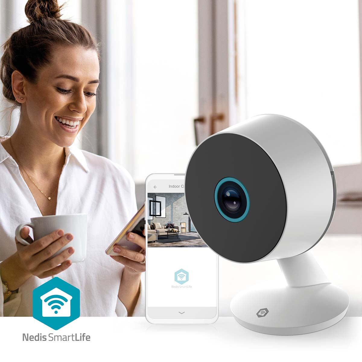 Nedis SmartLife Indoor Camera | 3MP Full HD 1296p | Cloud Storage (optional) / microSD (not included) / Onvif | With motion sensor | Night vision | White