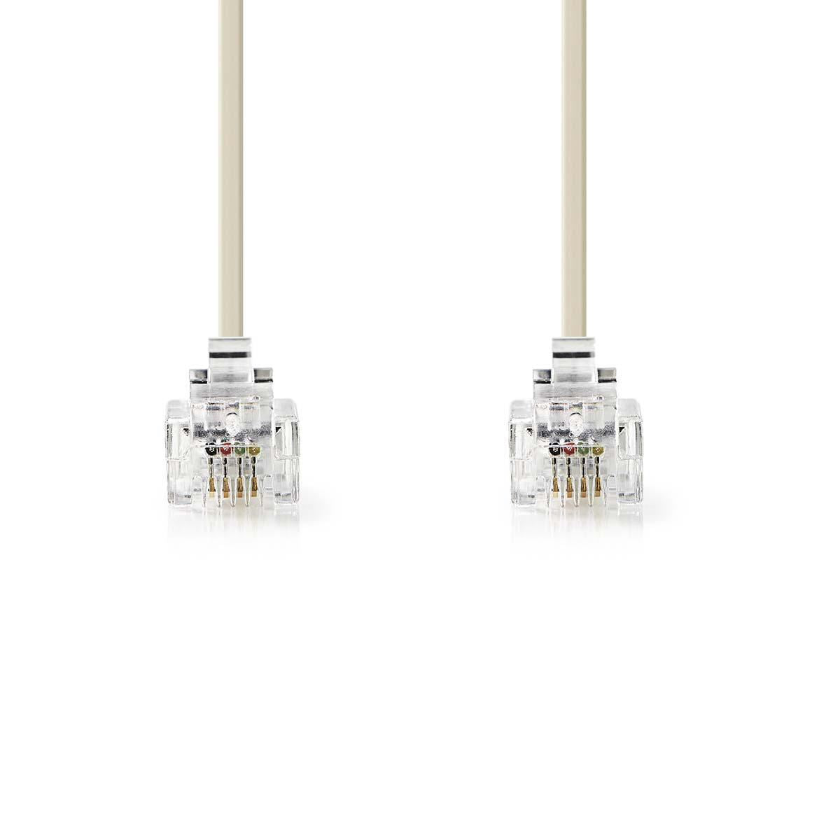 Nedis Telecom Cable | RJ11 Male | RJ11 Male | 5.00 m | Flat | Ivory