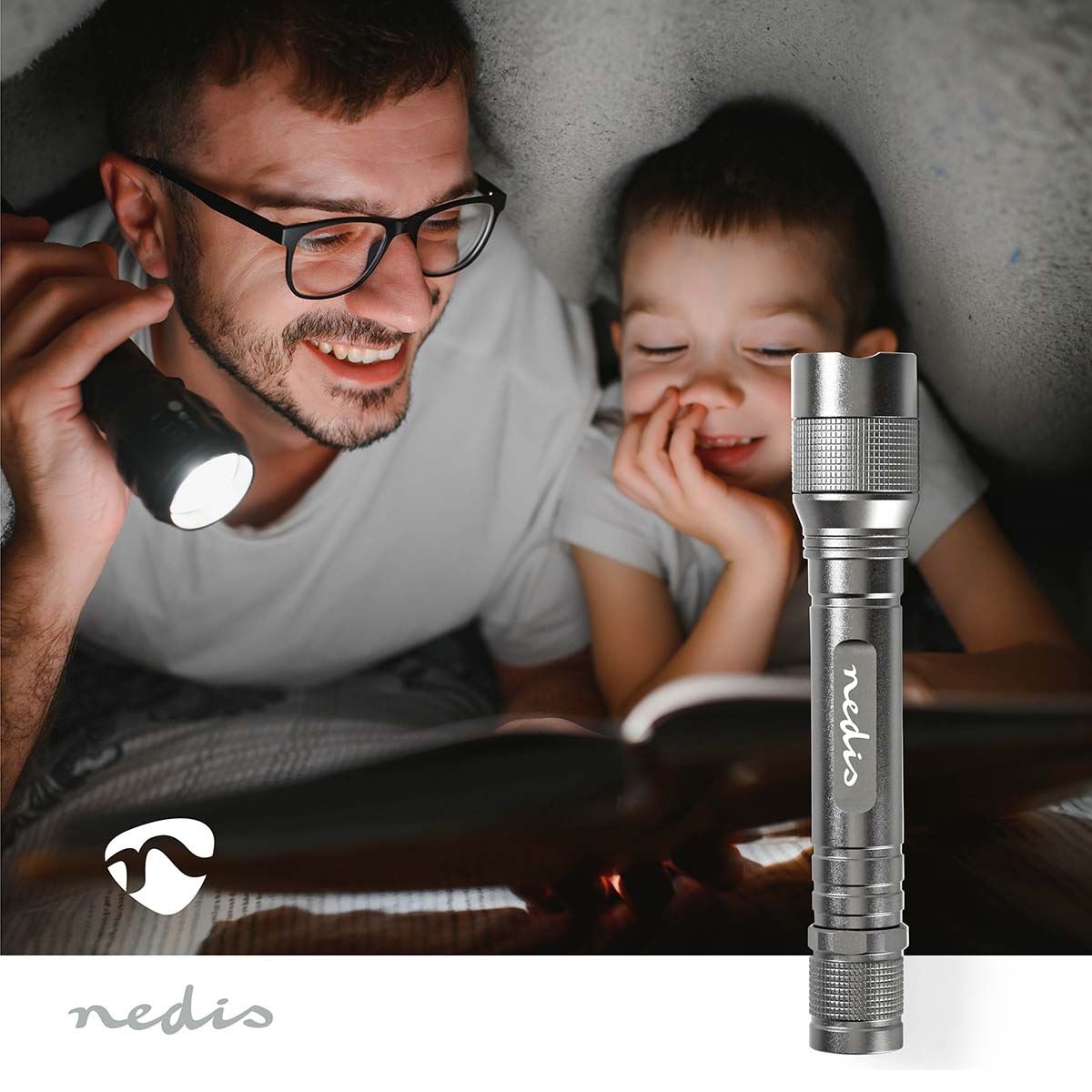 Nedis LED Torch | Battery Powered | 4,5 V | 3 W | 2x AA | Batteries included | Rated luminous flux: 150 lm | Light range: 120 m | Beam angle: 46.1 ° | 10000 Switching Cycles