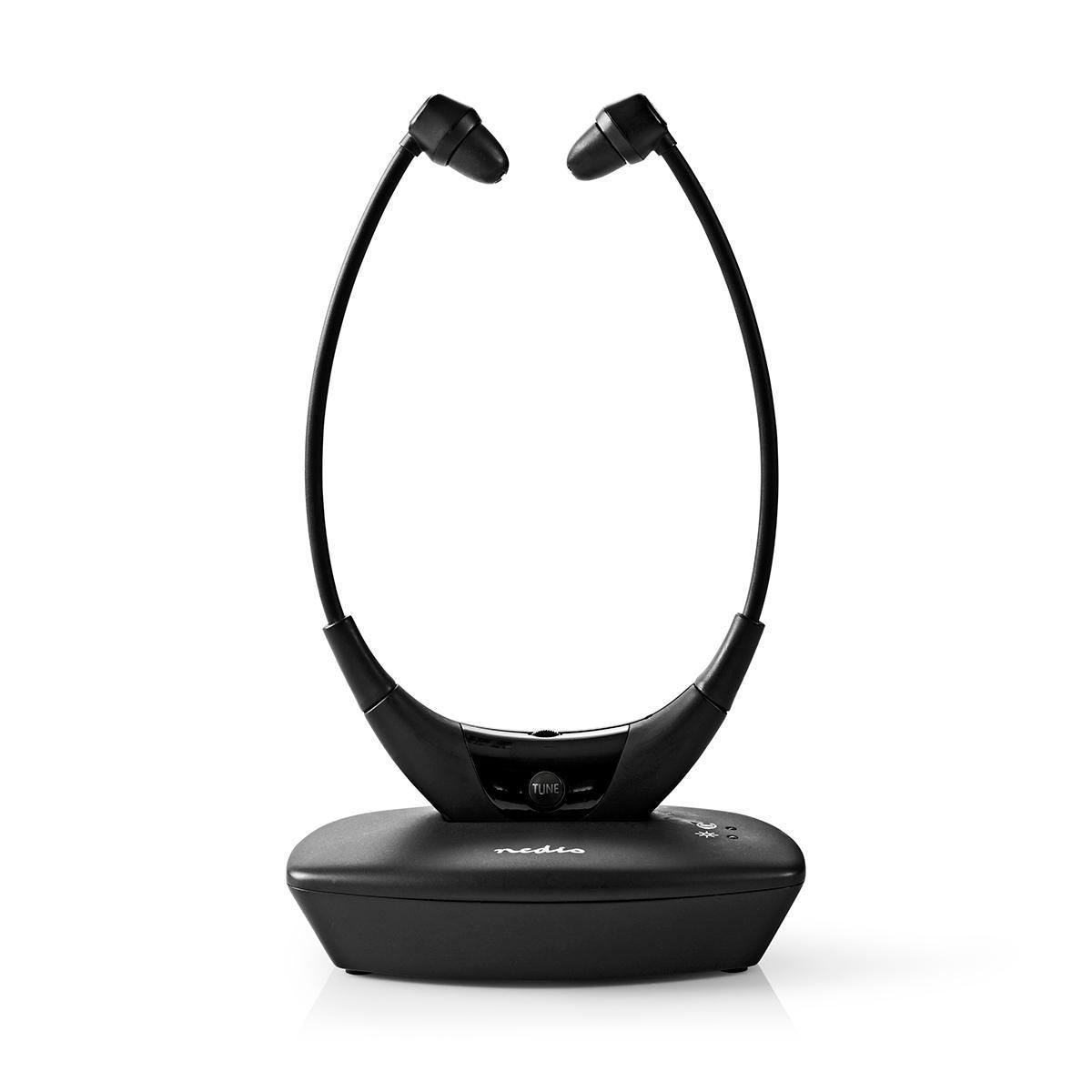 Nedis Wireless TV Headphones | RF, frequency 868 Mhz | In-Ear | Maximum battery play time: 4.5 hrs | 35 m | Digital Audio | Charging dock | Balance control | Black