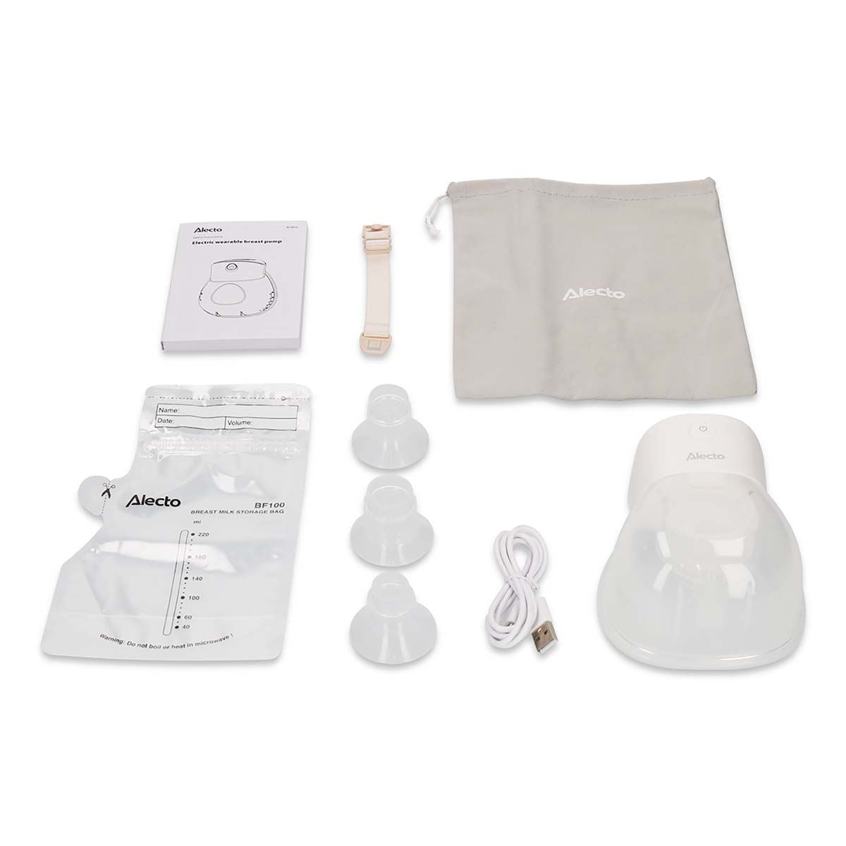 Alecto Electric Breast Pump Wearable, Hands-Free & Ultra Quiet 45dB Portable Pump with 2 Modes & 9 Levels, Long Battery, Lightweight for Working & Nursing Moms, BPA-Free