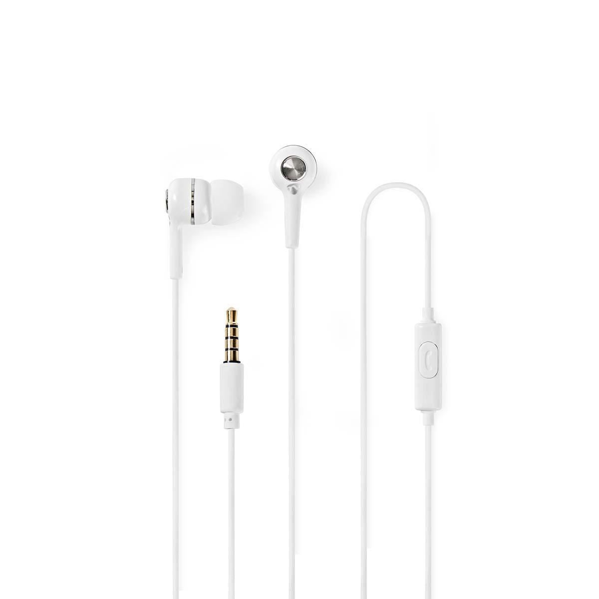Nedis Wired Earphones | 3.5 mm | Cable length: 1.20 m | Built-in microphone | Volume control | White