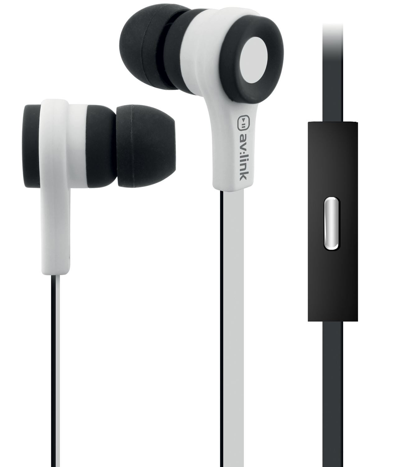 Av:link  Rubber Earphones with Mic Black & White