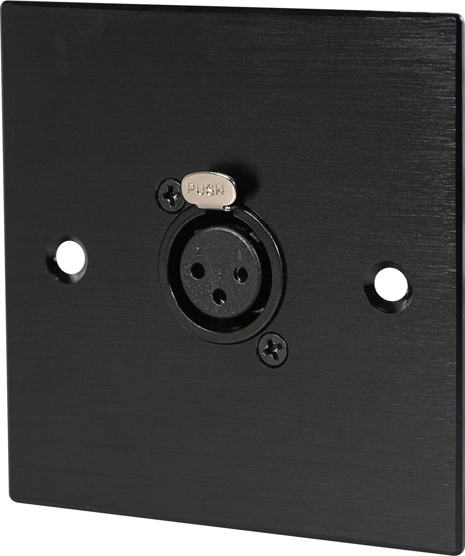 Black Wall Face Plate Electrical AV Slim Series 1 x Female XLR Wall Plate Metal