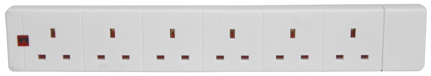 6 Gang 5m Mains Extension Lead Socket 13A - White