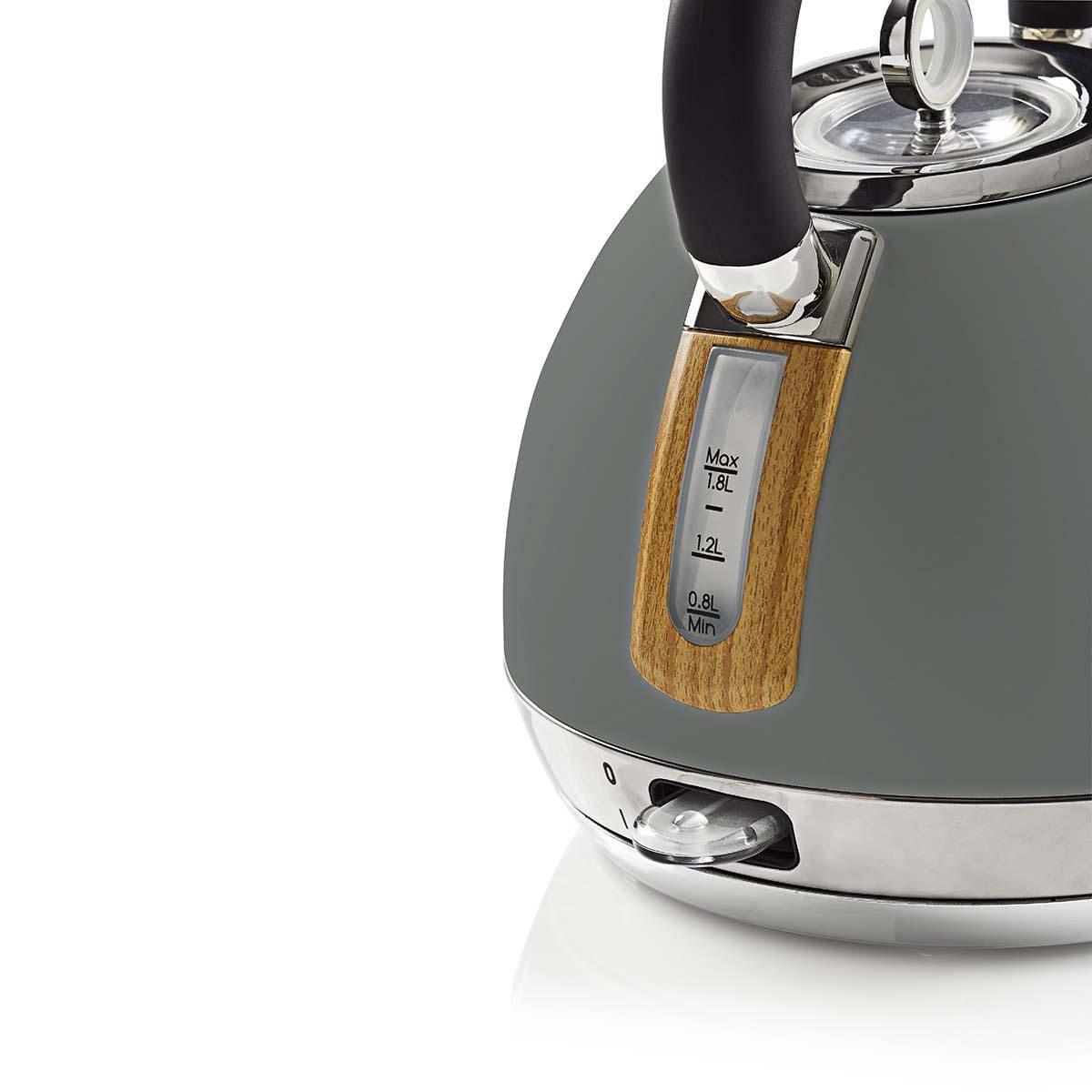 Nedis Electric Kettle | 1.8 l | Soft-Touch | Grey | Rotatable 360 degrees | Concealed heating element | Strix® controller | Boil-dry protection