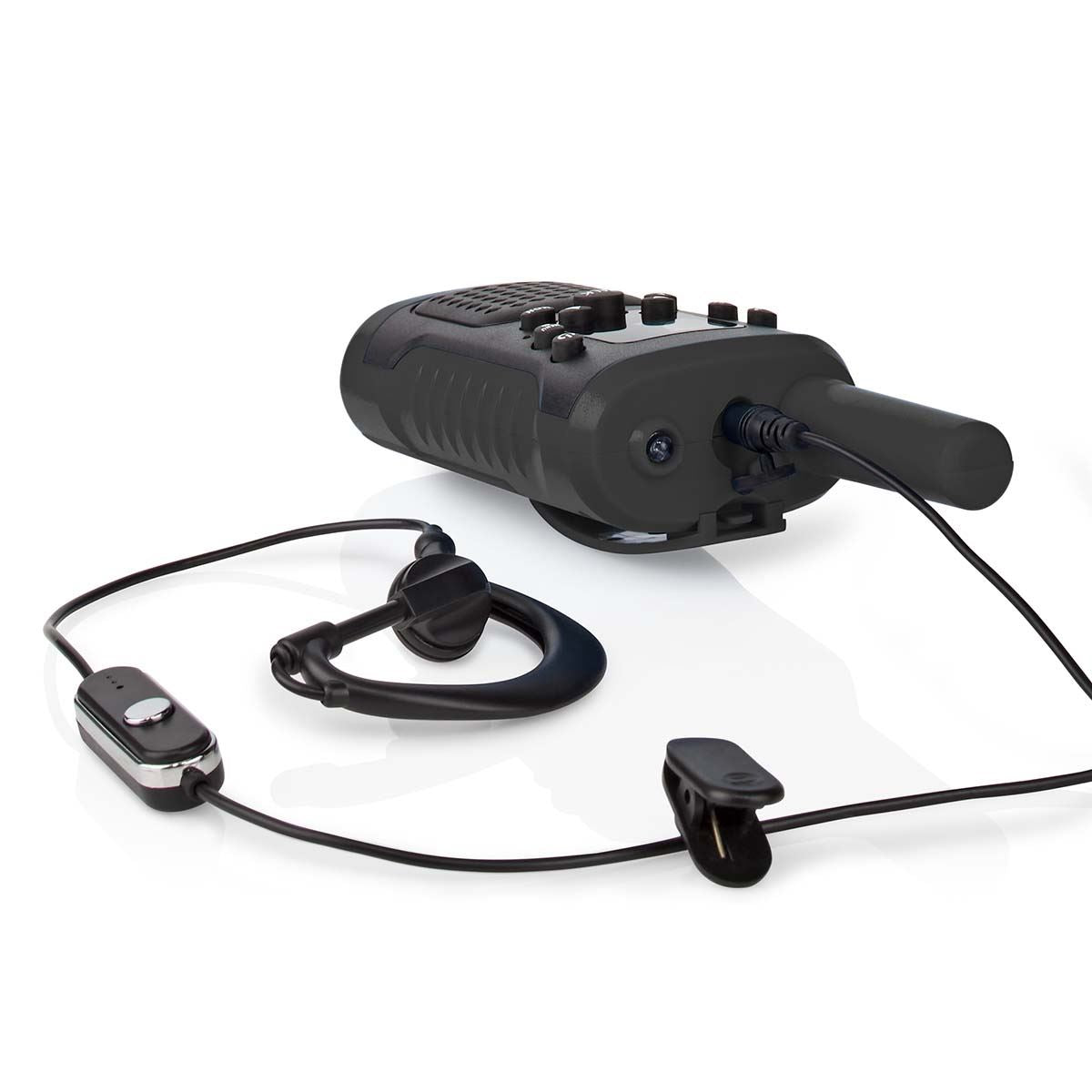 Nedis Walkie Talkies for Adults Long Range Two Way Radios - PMR Walky Talky PTT VOX Easy to Use 8 Ch | Headphone Set| 6km | 3 Hour | Flashlight | Black