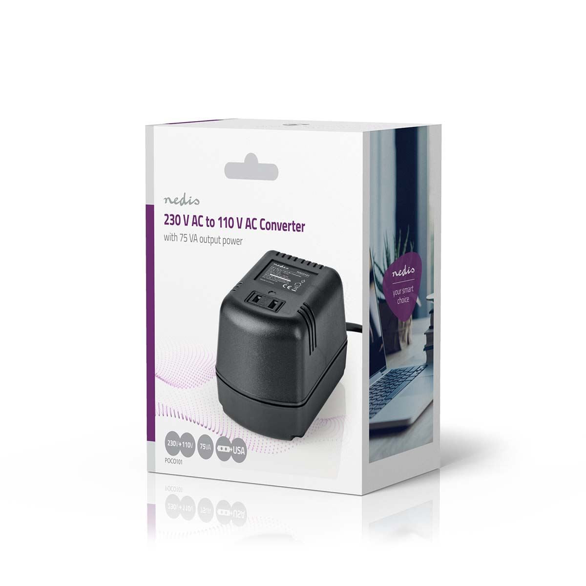 Nedis Power Converter | Mains Powered | 230 V AC 50 Hz | 65 W | Euro | Black