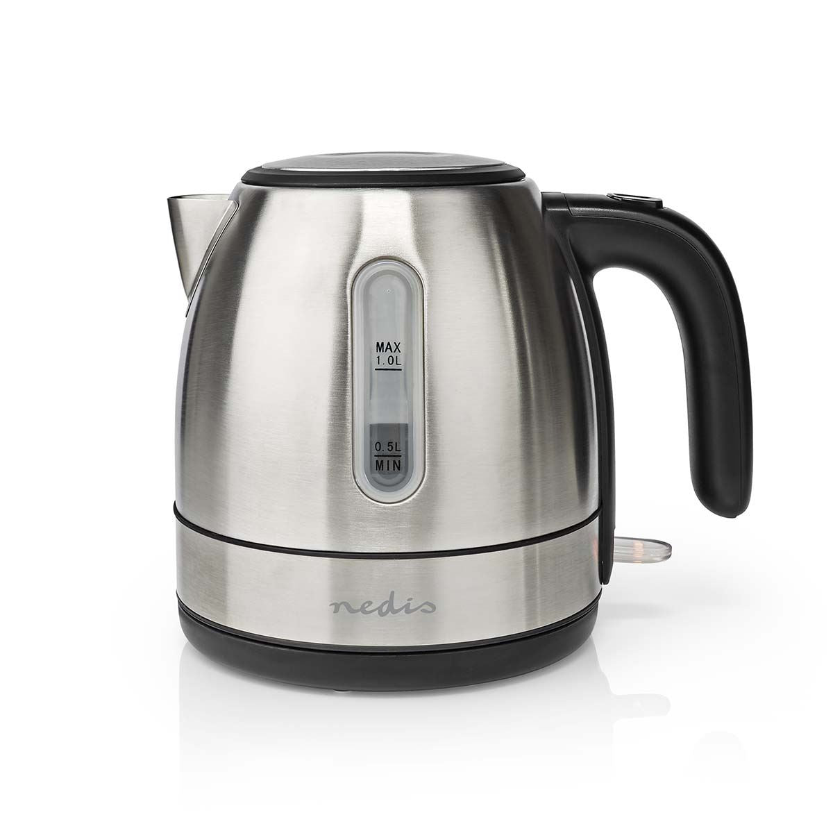 Nedis Electric Kettle, 1.0L Capacity with Quick Boil Time, Boil-Dry Protection and Removable Filter for Fresher Water, 2150W - Silver