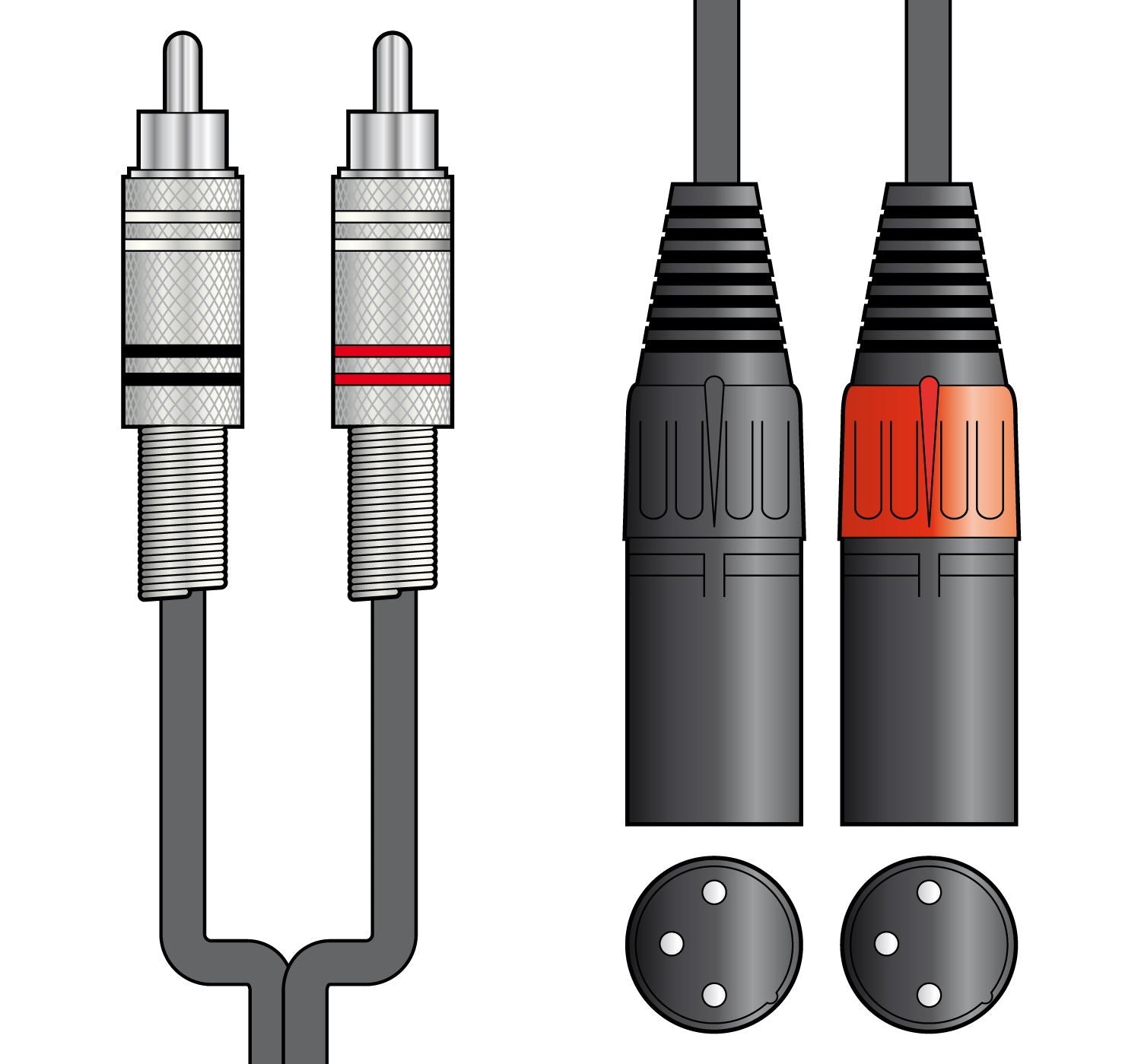 Citronic 3m Classic Audio Lead 2 x RCA Male Plugs - 2 x XLR Male