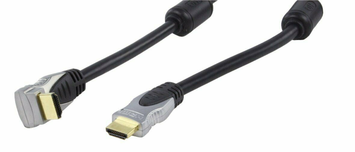 High Speed HDMI™ Cable with Ethernet | HDMI™ Connector 90 Degree| HDMI™ Connector |5.00 m | Metal | Round | PVC | Black