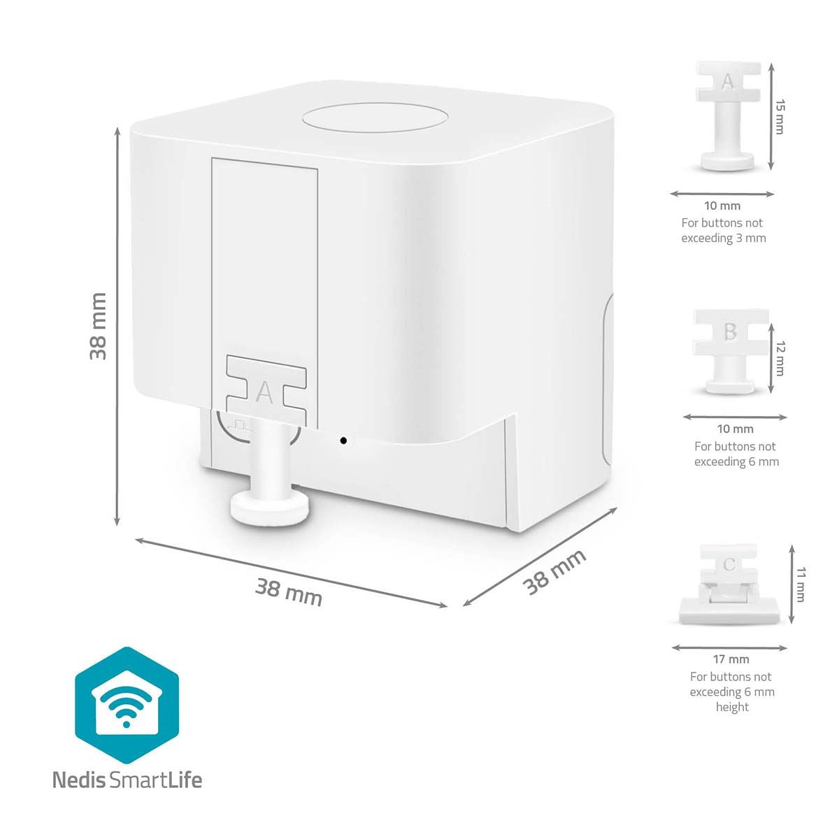 Nedis Smart Switch Bluetooth Button Pusher Fingerbot for Automatic Light Switch, Timer, App & Voice Remote Control, Compatible with Google Home and Amazon Alexa