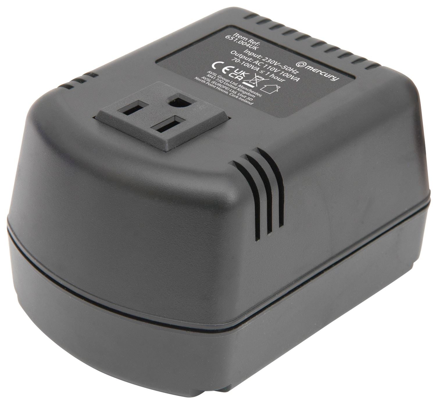 Mercury UK to USA Step-down Voltage Converter  230v - 110v (100W)