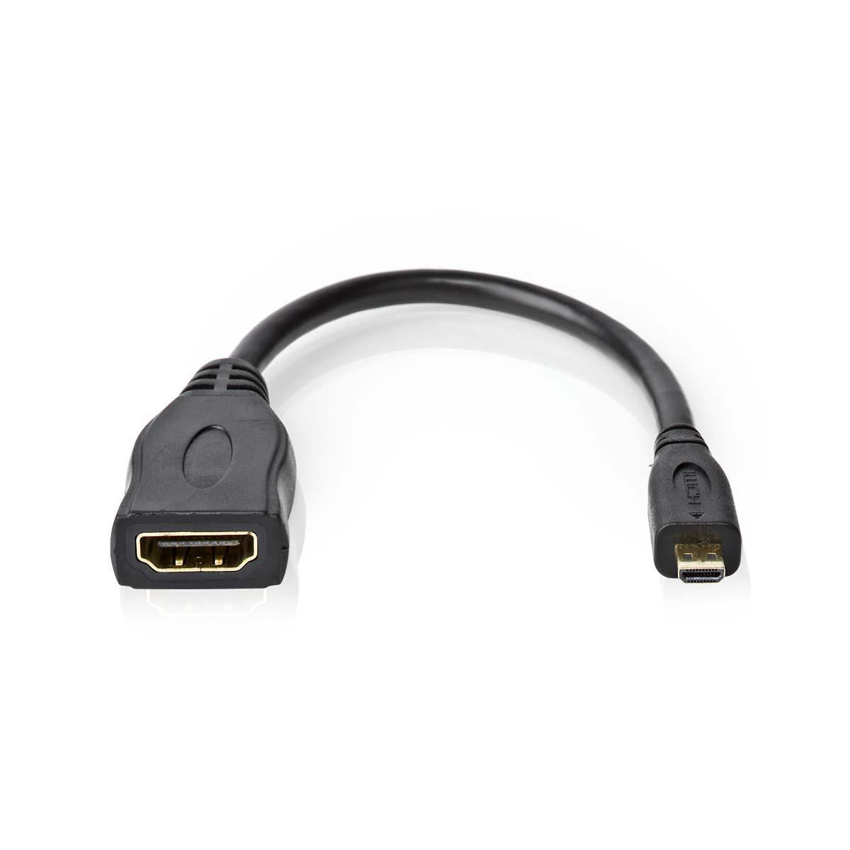 Nedis High Speed HDMI™ Cable with Ethernet | HDMI™ Micro Connector | HDMI™ Output | 4K@30Hz | 10.2 Gbps | 0.20 m | Round | PVC | Black | Envelope