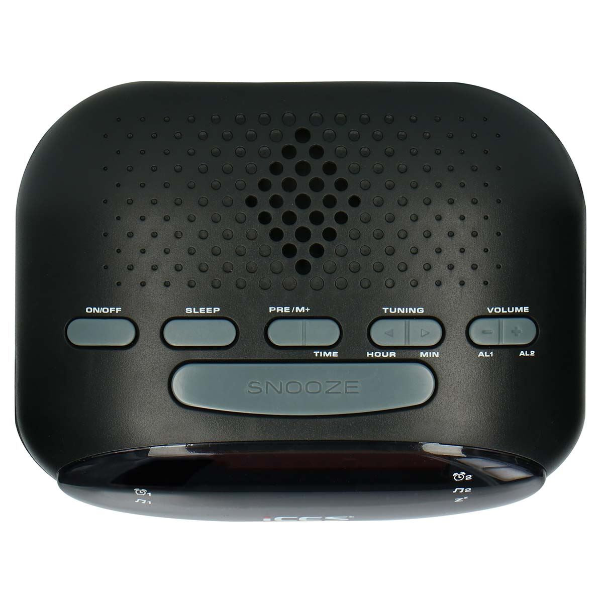 ICES Digital Desk Alarm Clock Radio LED | FM | Buzzer, Dual Alarm & Snooze function - Black